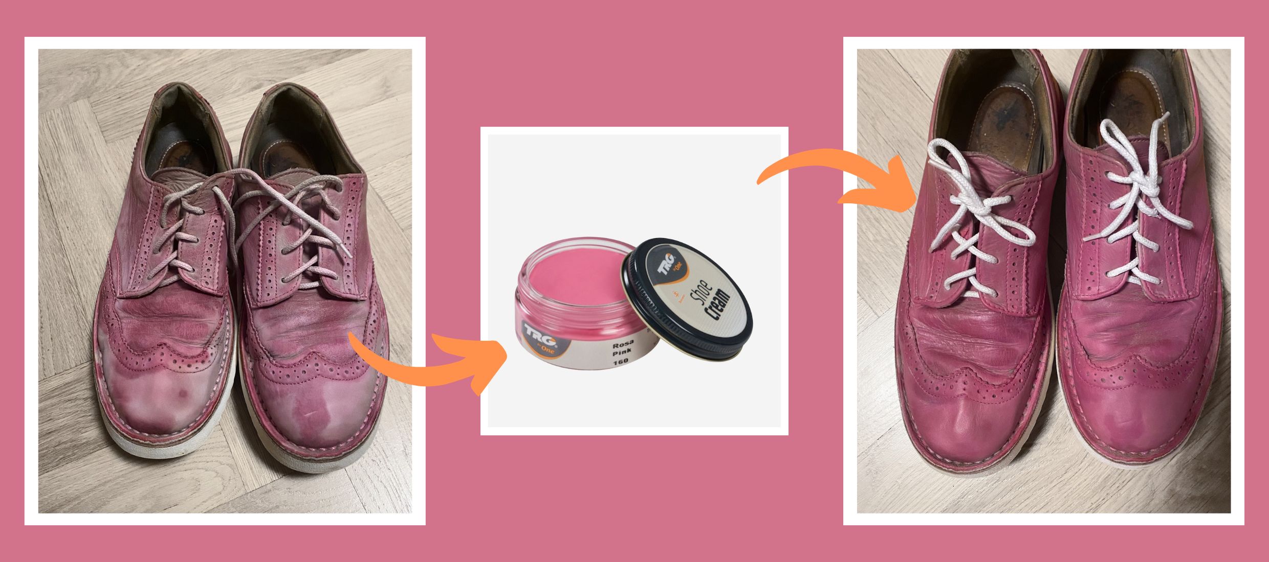 Renovace v praxi růžové kožené boty krém 160 pink shoe cream trg the one